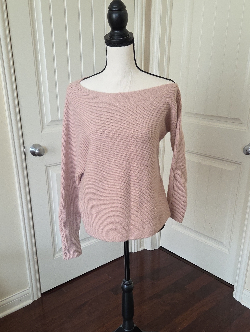 Treasure & Bond Off-the-Shoulder Ribbed Sweater - Blush